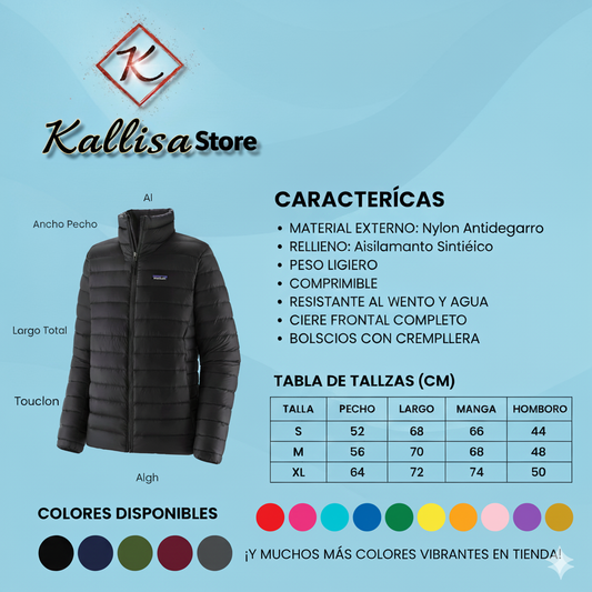 casaca impermeable acolchada rayada